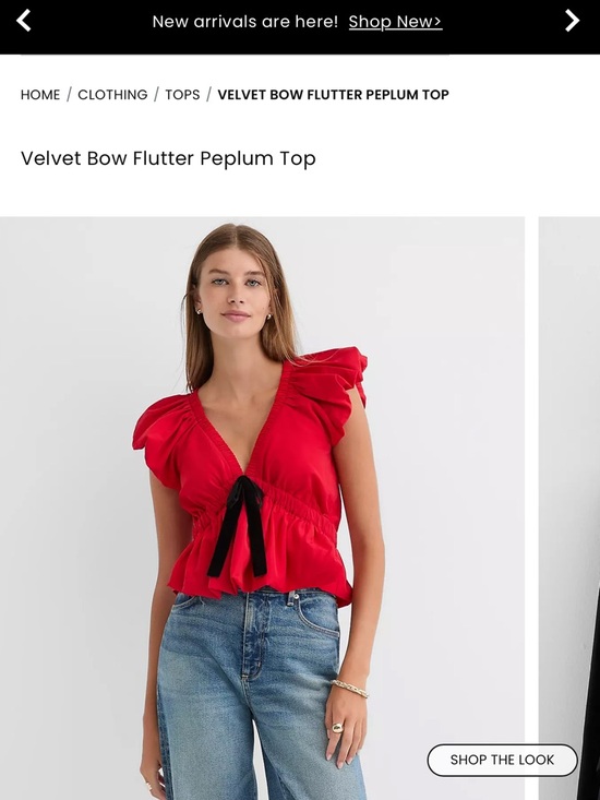 LOFT Tops - ❤️HOST PICK❤️LOFT Red Velvet Bow Flutter Sleeve Peplum Blouse Large NWT